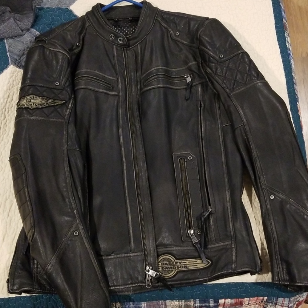Leather Harley Davidson riding jacket